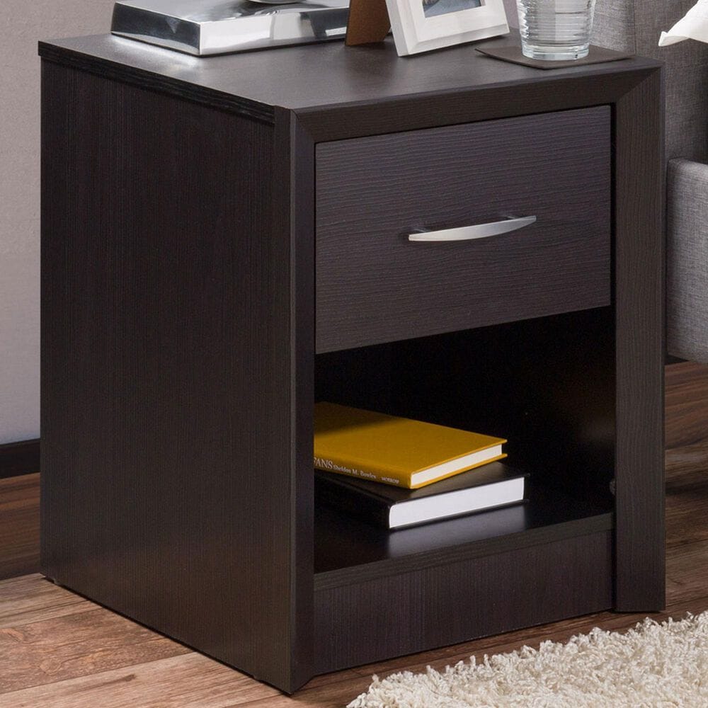 CorLiving Newport 1 Drawer Nightstand in Black Oak, , large