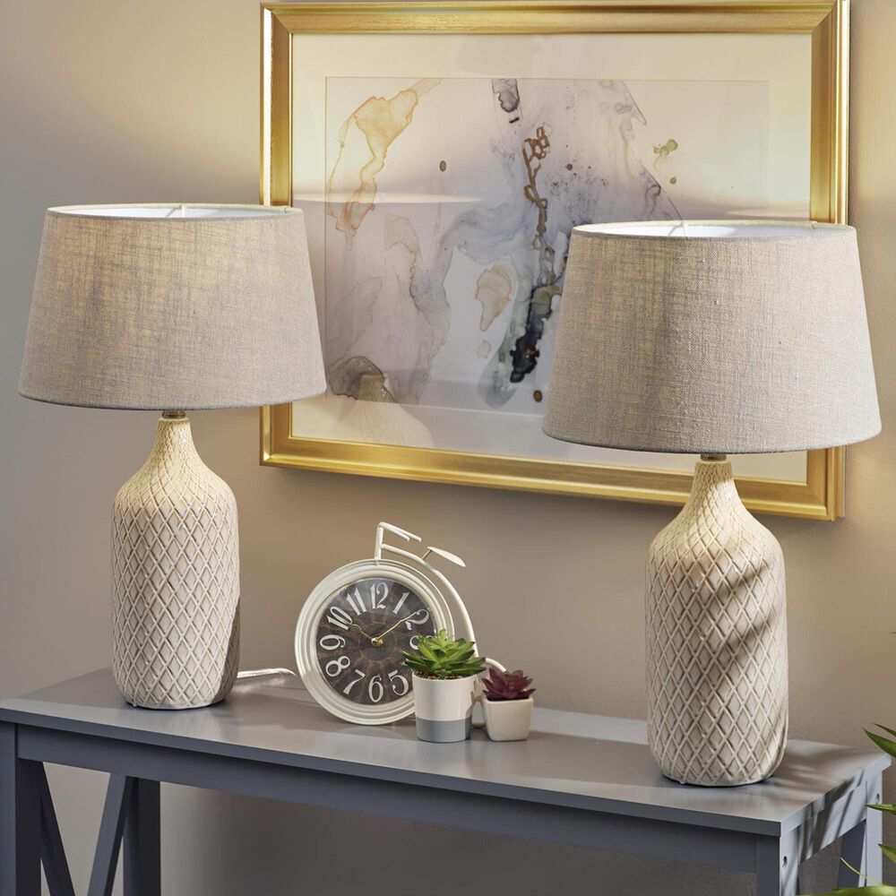 Adesso Kathryn Table Lamp in Off-White, Grey and Natural &#40;Set of 2&#41;, , large