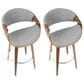 LumiSource Curvini 30" Swivel Barstool with Grey Upholstery in Walnut and Chrome (Set of 2), , large