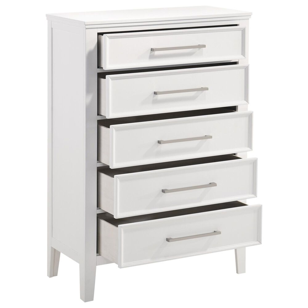 New Heritage Design Andover 5 Drawer Chest in White, , large