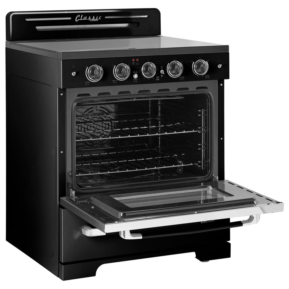 Unique Appliances Classic Retro 30" Radiant Electric Glass Top Convection Range in Midnight Black, , large