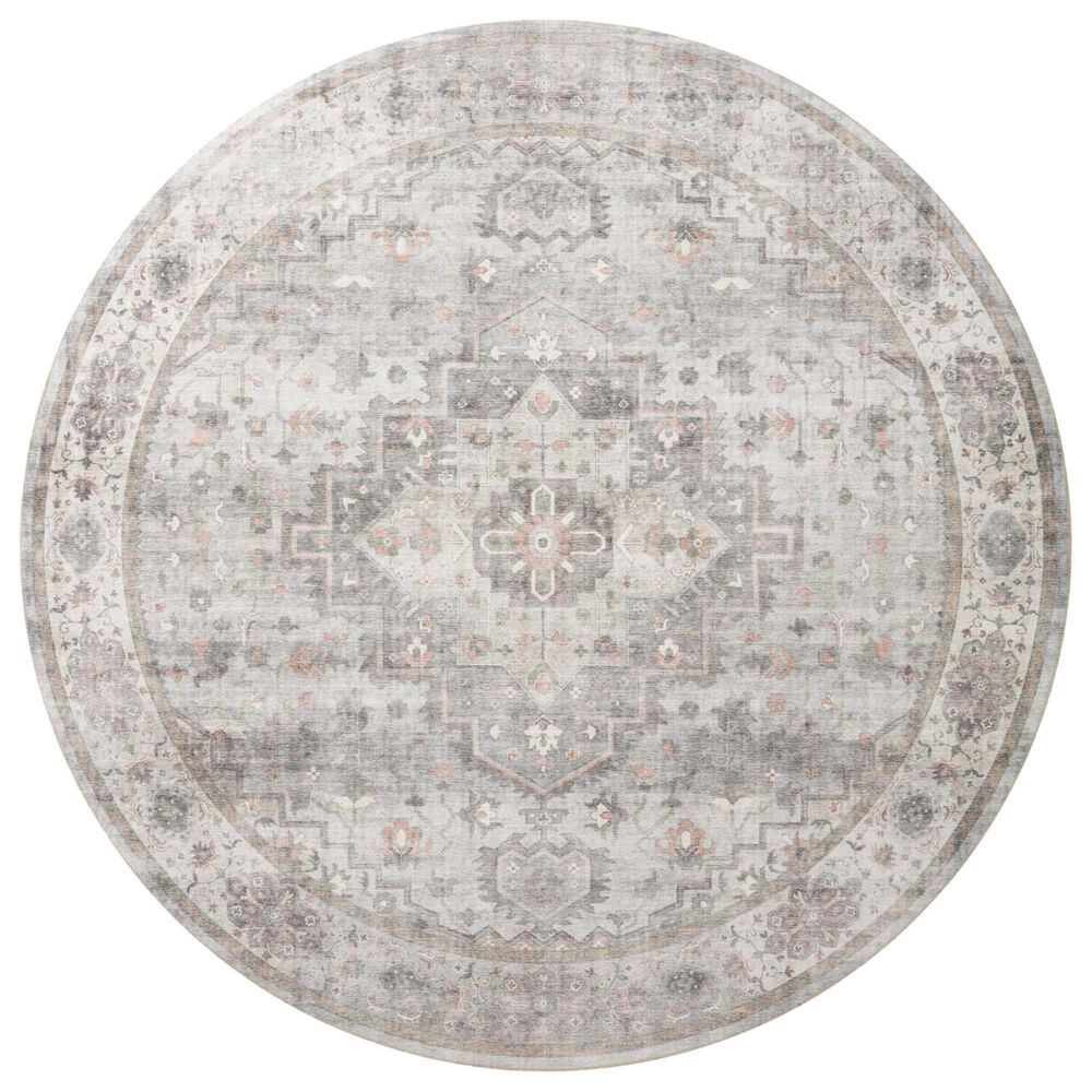 Loloi Heidi 6" Round Dove and Blush Area Rug, , large