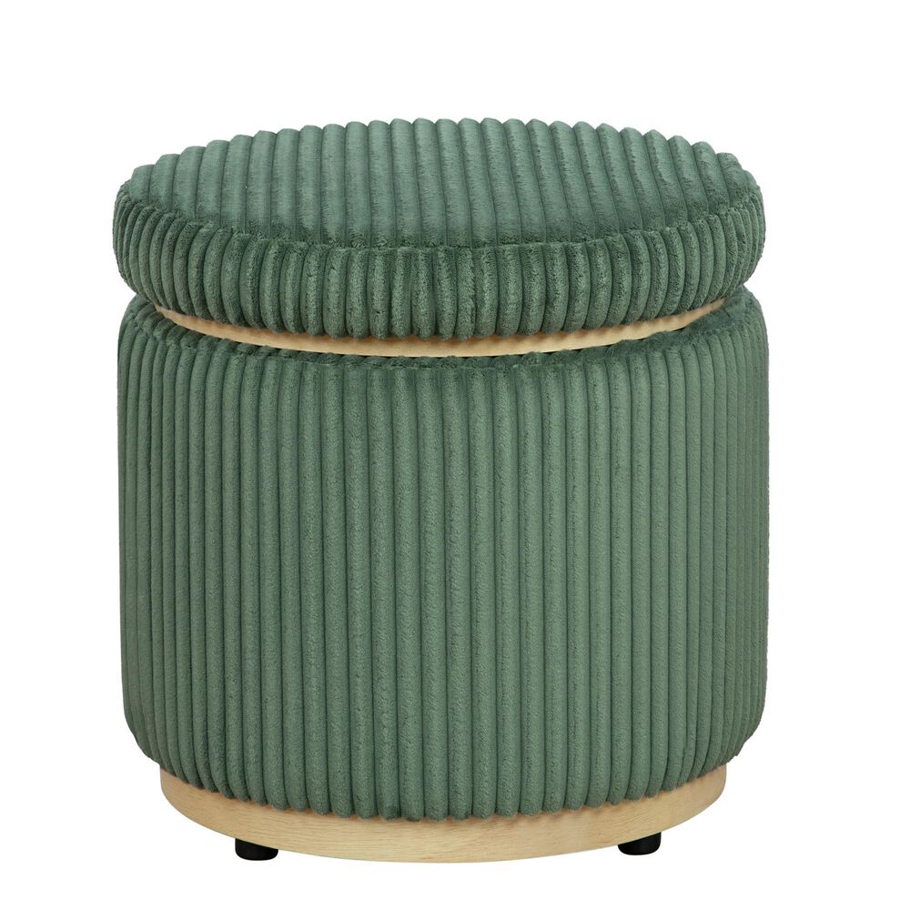 Linden Boulevard Sunny Ottoman in Green, , large