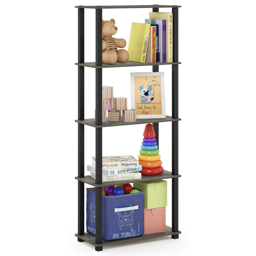HOMLUX 5-Tier Display Rack in French Oak and Black, , large