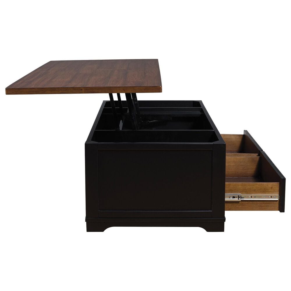 Ashley Wildenauer Lift Top Cocktail Table in Warm Satin Black and Brown, , large