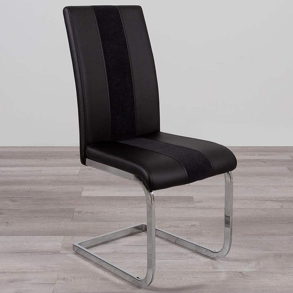 Global Furniture USA Side Chair with Black Cushion in Silver, , large