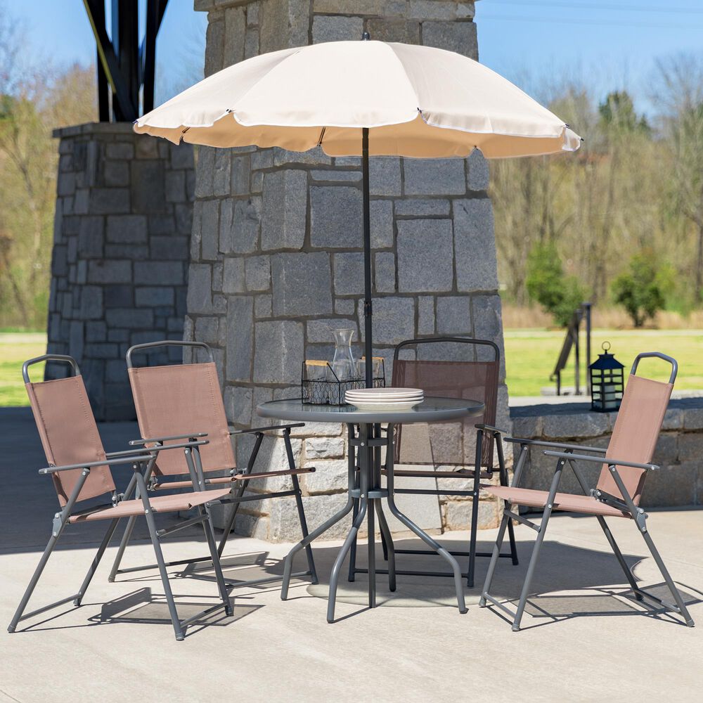 Flash Furniture Nantucket 6-Piece Patio Garden Set in Brown, , large