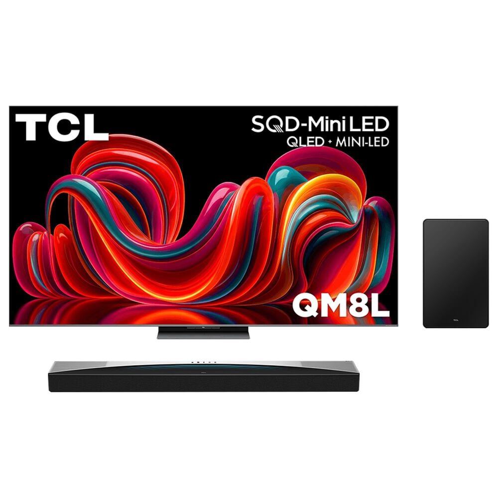 TCL 65" Class QM8L Series SQD-Mini LED 4K UHD HDR - Smart TV with 5.1.2 Channel Soundbar System in Black, , large