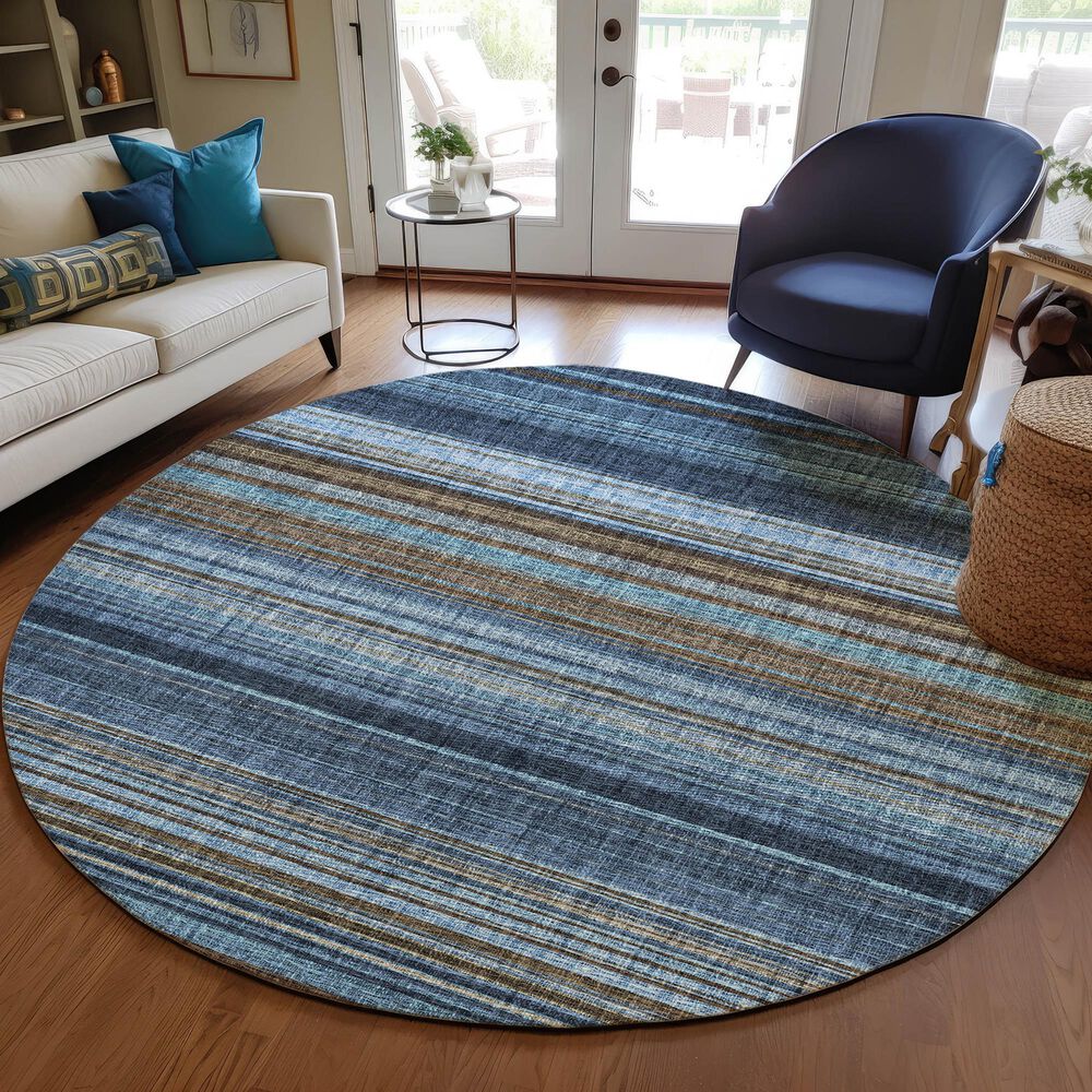 Dalyn Rug Company Portico PO2 Navy 8&#39; Round Area Rug, , large