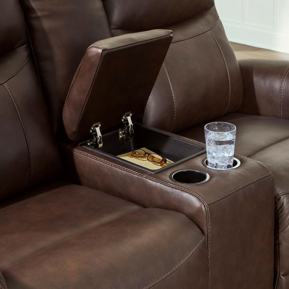 Ashley Gravier Power Reclining Loveseat with Console and Adjustable Headrest in Cordova, , large