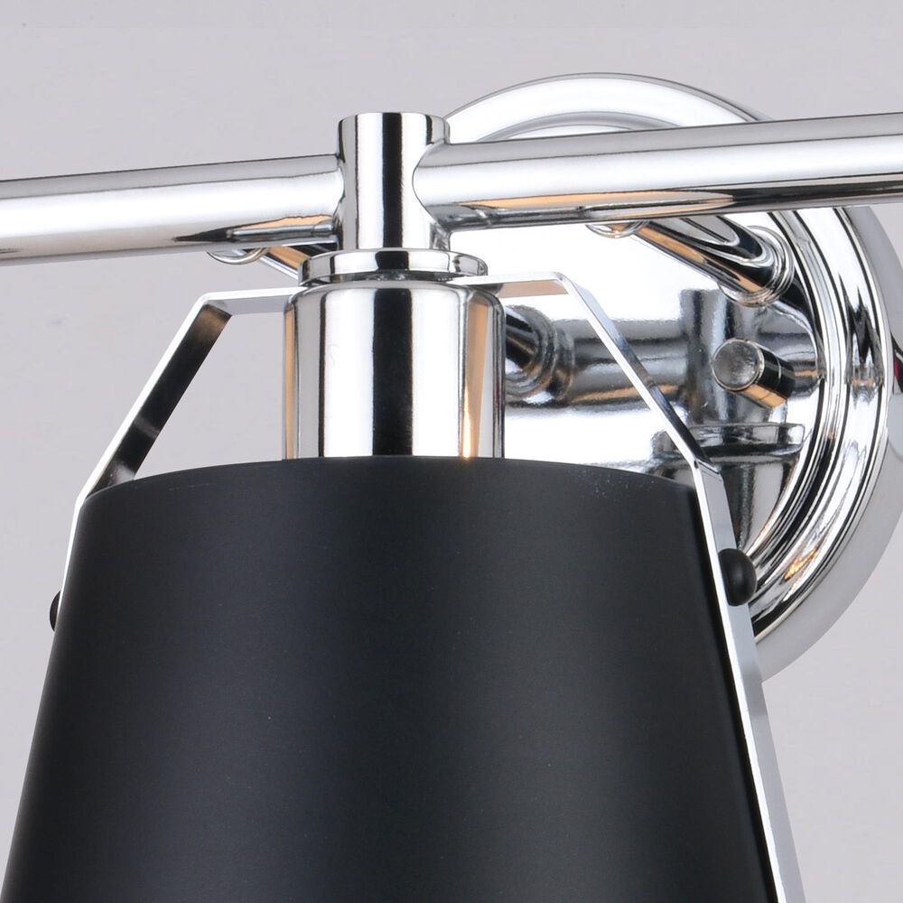 Vaxcel Barrington 3-Light Bathroom Vanity with Matte Black Shades in Chrome, , large