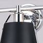 Vaxcel Barrington 3-Light Bathroom Vanity with Matte Black Shades in Chrome, , large