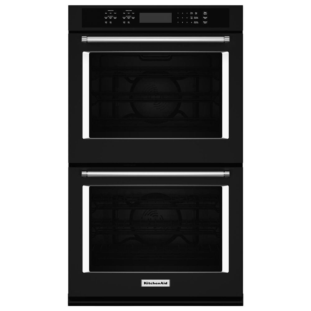 KitchenAid 27" Double Wall Oven with Even-Heat True Convection in Black, , large