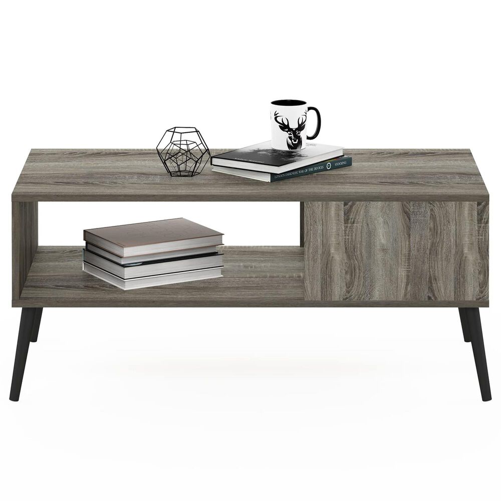 HOMLUX 2-Tier Mid-Century Modern Coffee Table in French Oak, , large