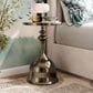 Furniture of America Gleam Round End Table in Antique Brass and White, , large
