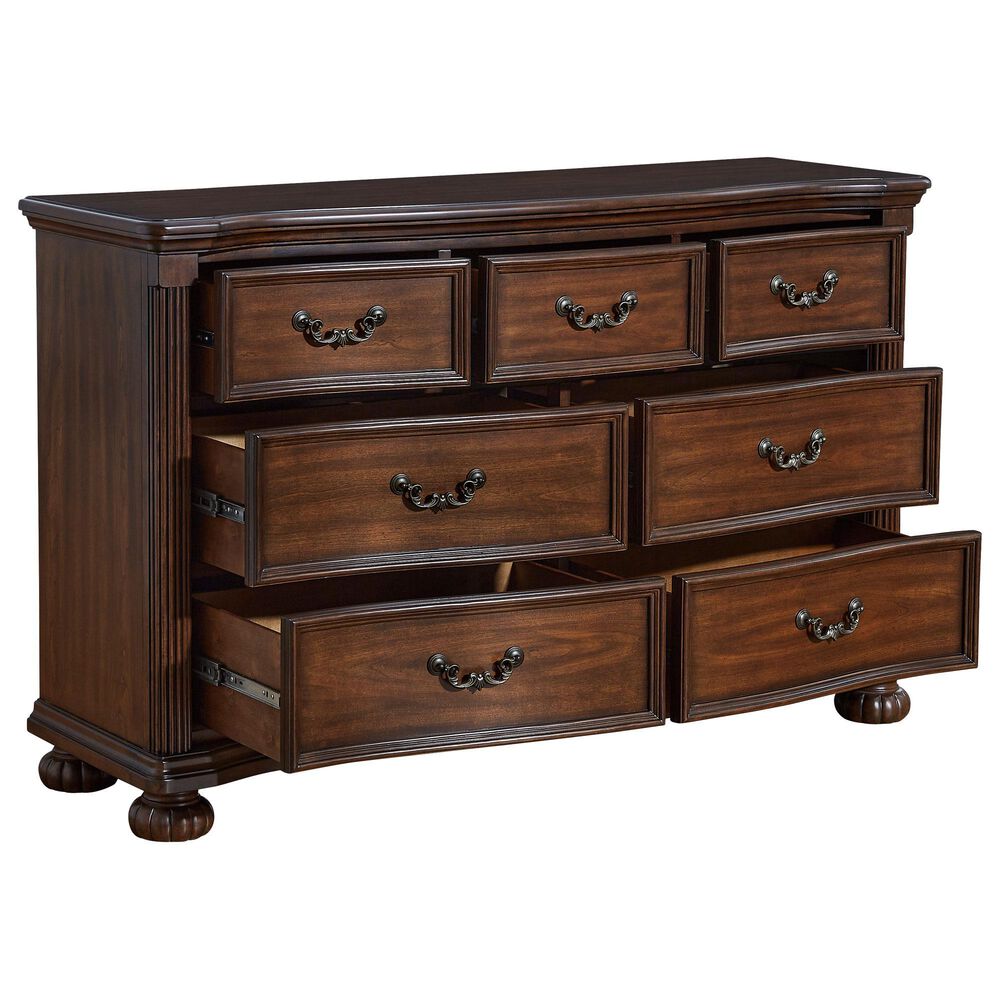 Ashley Lavinton 7-Drawer Dresser and Mirror in Cherry Brown, , large