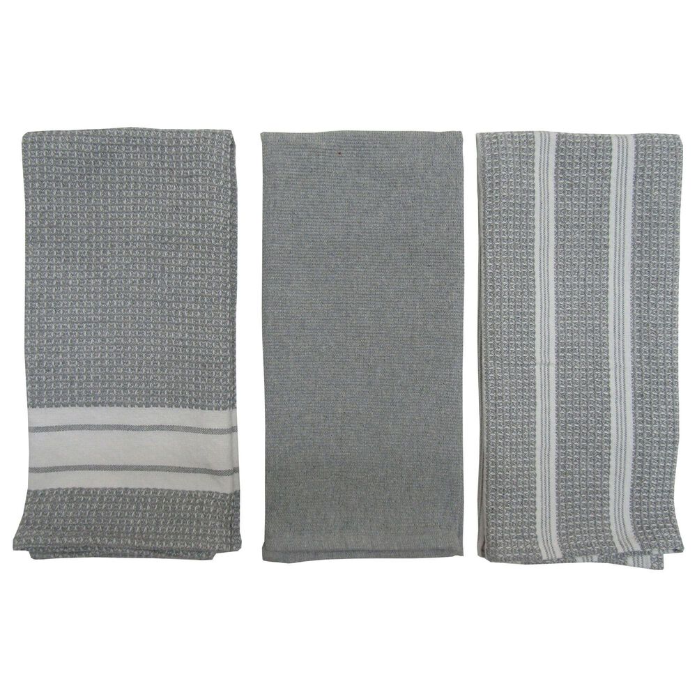 Willow &amp; Hem Verona Kitchen Towel in Silver (Set of 3), , large