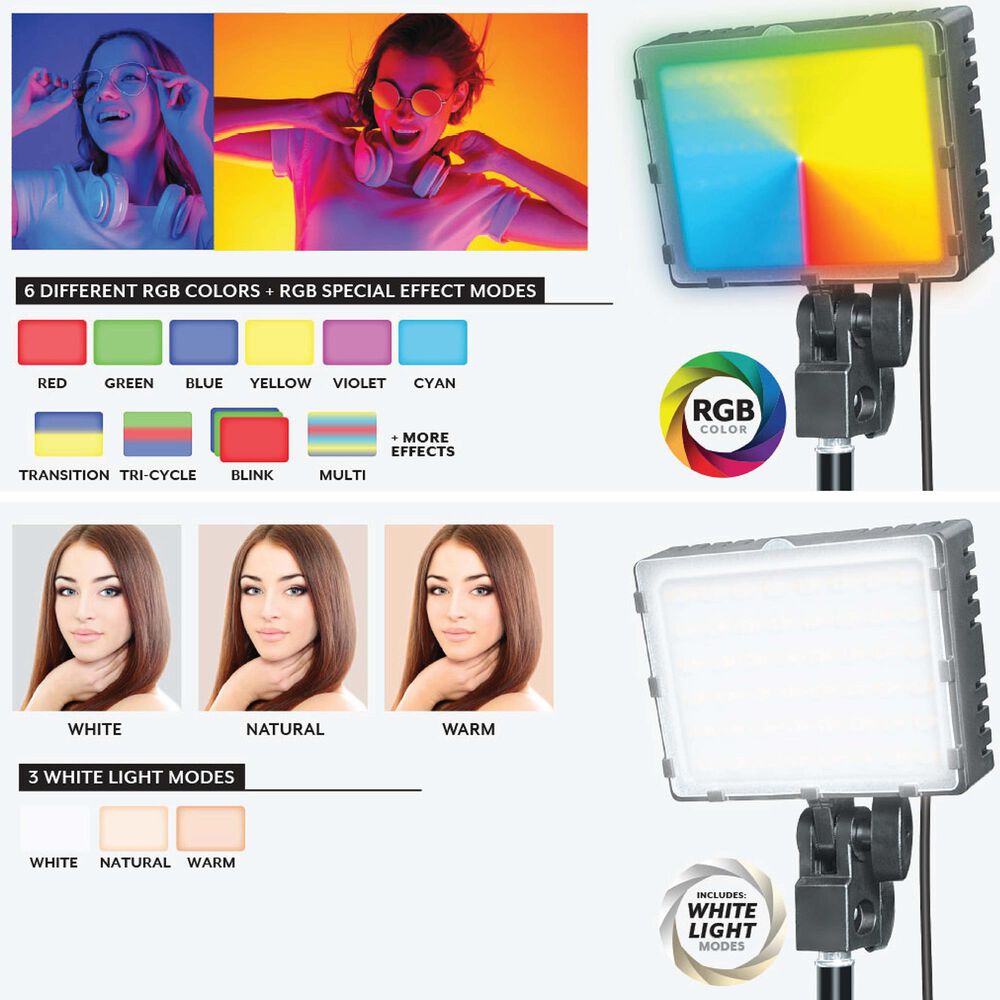 Camera Accessories RGB LED Light Kit for Brilliant Content Creation in Black (Set of 2), , large
