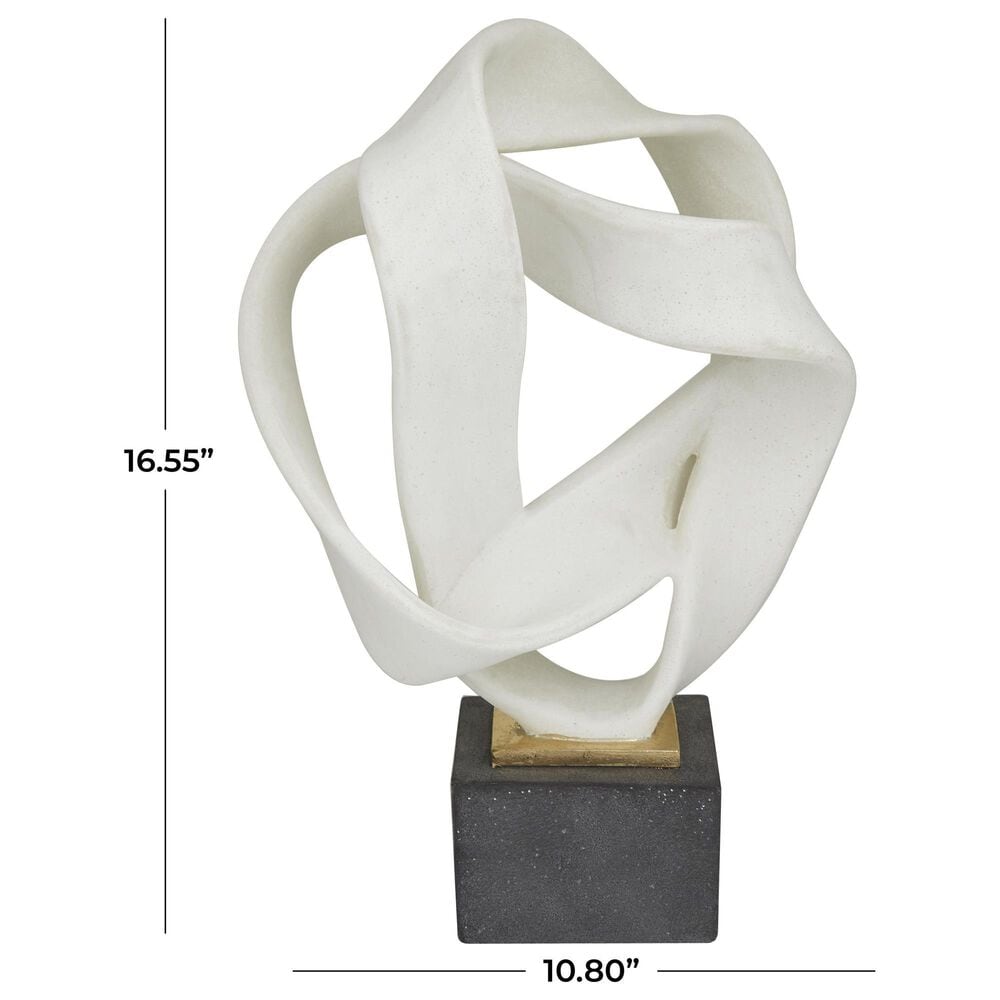 Maple and Jade 17&quot; Decorative Sculpture in Matte White and Black, , large