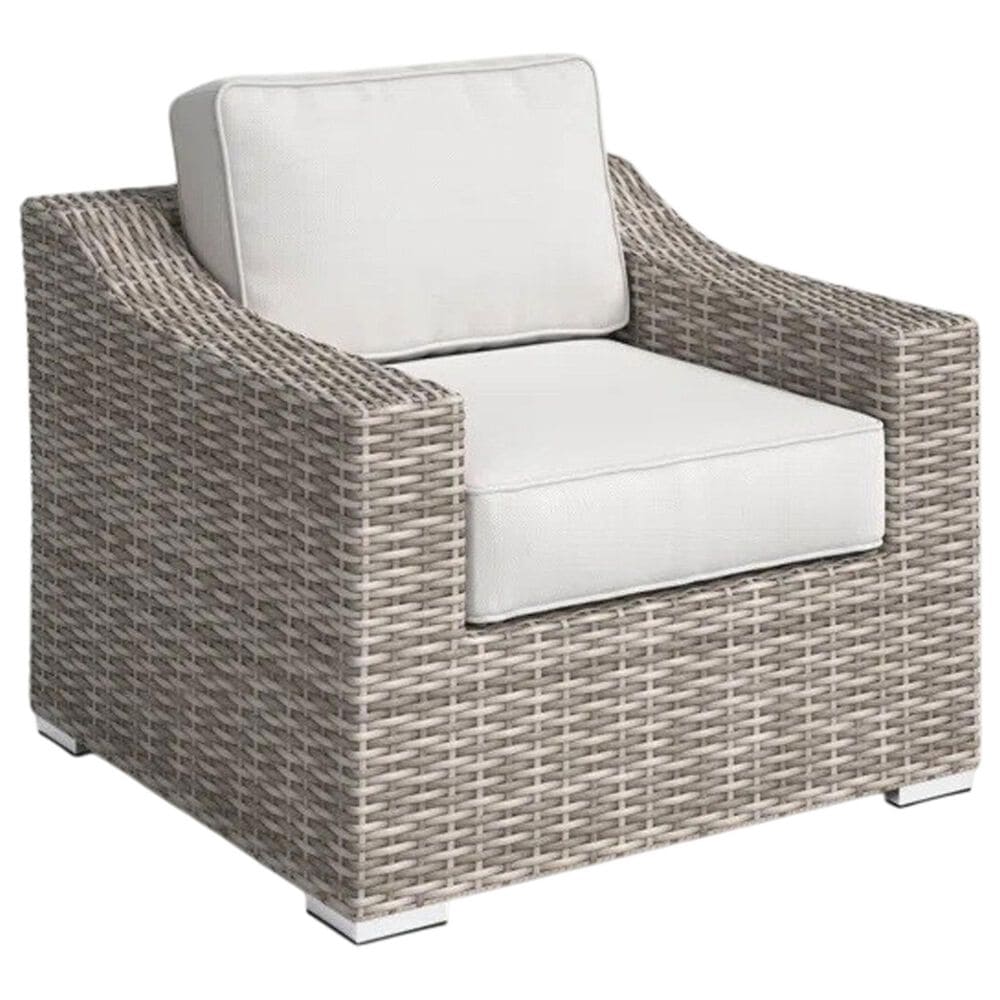 Hearth and Haven Outdoor Armchair with Curved Armrests and Gray Wicker in Cream, , large