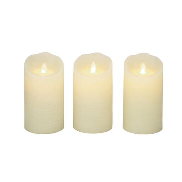 Maple and Jade Flameless Candle with Remote Control in Textured Beige (Set of 3), , large