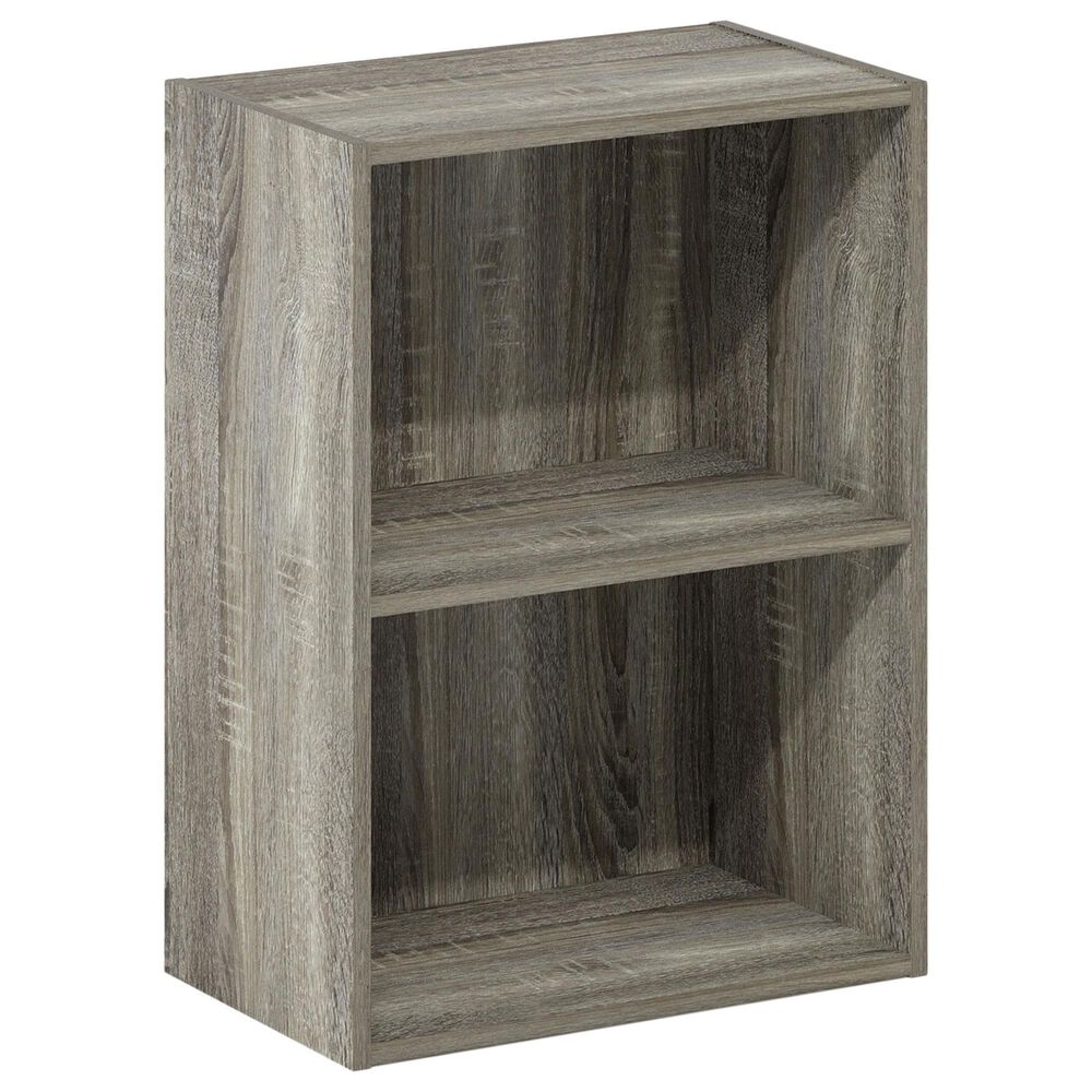 HOMLUX 2-Tier Cube Compact Storage Shelf Organizer Bookcase in French Oak, , large