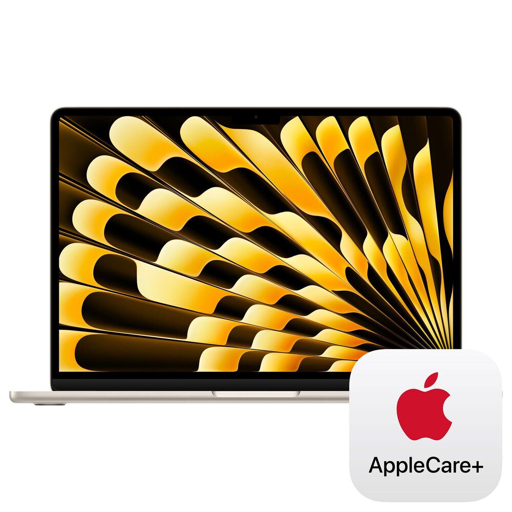 Apple MacBook Air 13.6" Laptop - Apple M4 chip 10-core CPU - 16GB RAM - 10-core GPU - 512GB SSD in Starlight with 3-Year AppleCare+, , large