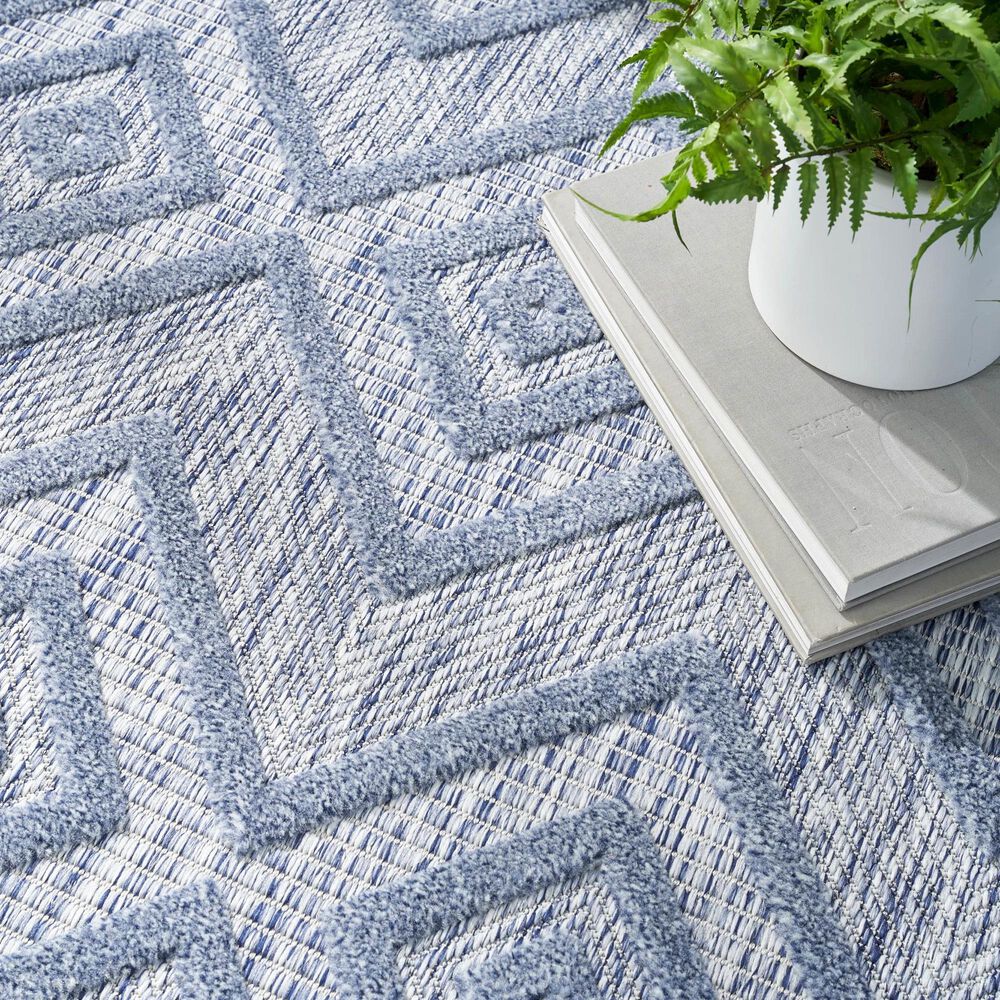 Nourison Versatile 9&#39; x 12&#39; Denim Blue Indoor/Outdoor Area Rug, , large