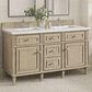 James Martin Vanities Lorelai 60" Double Vanity in Whitewashed Oak with 3 cm Arctic Fall Solid Surface Top, , large