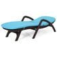 Hearth and Haven Mikael Outdoor Chaise Lounge with Blue Cushion in Dark Brown, , large