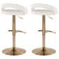 LumiSource Grotto Adjustable Bar Stool with White Faux Leather Upholstery in Gold (Set of 2), , large