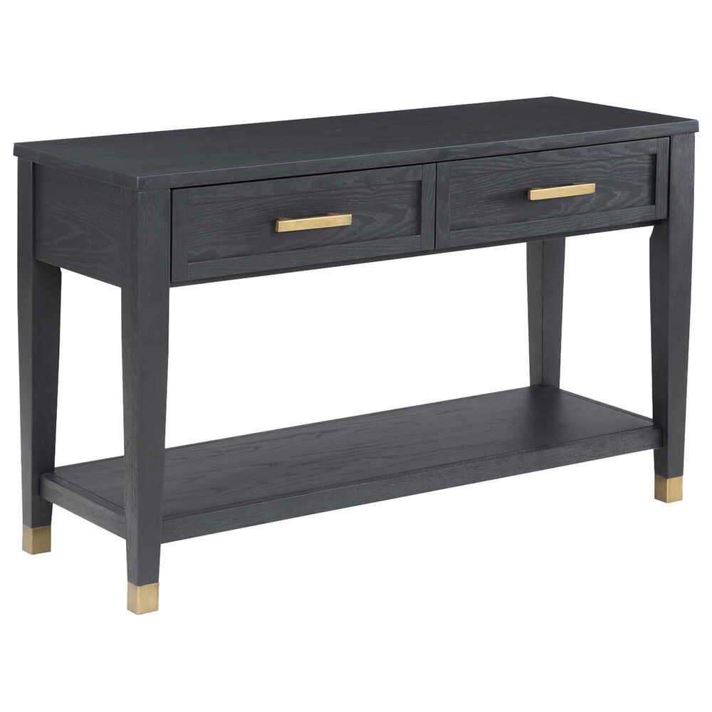 Steve Silver Yves 2-Drawer Sofa Table in Rubbed Charcoal and Brushed Brass, , large