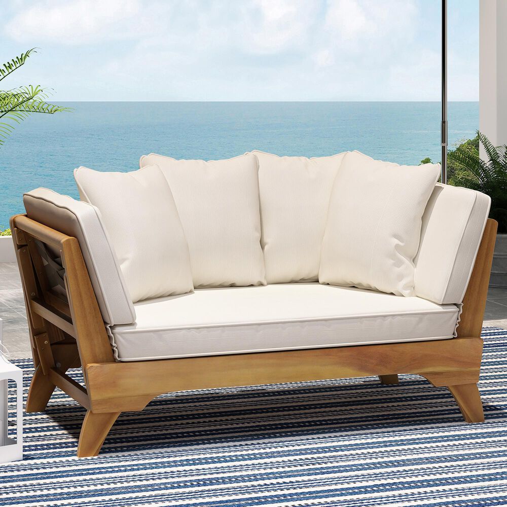 Hearth and Haven Serene Outdoor Full Expandable Sofa Daybed in Beige, , large