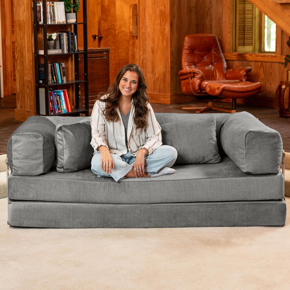 Jaxx Unsofa Stationary Loveseat in Elephant Dark Grey Velvet, , large
