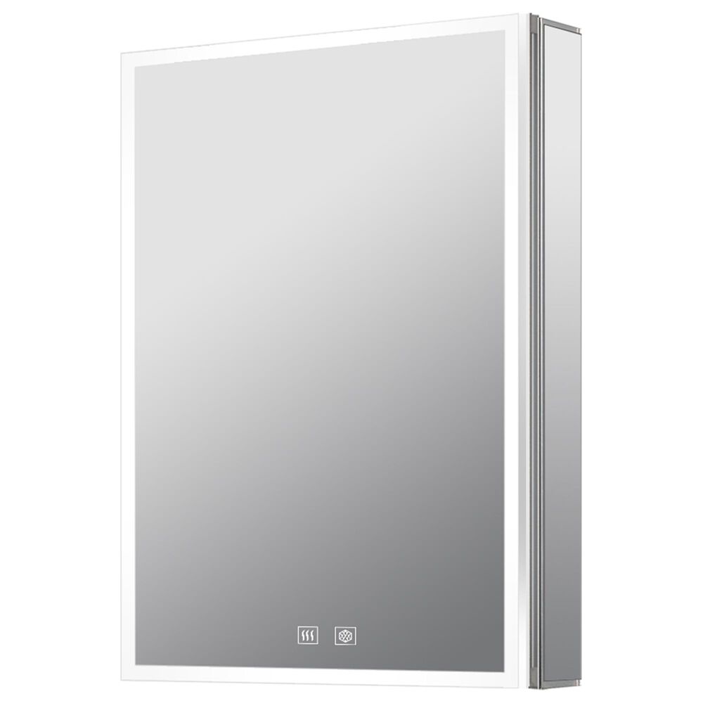 Lexora Home Mesa 20" x 28" LED Mirror Medicine Cabinet with Defogger in Aluminium, , large