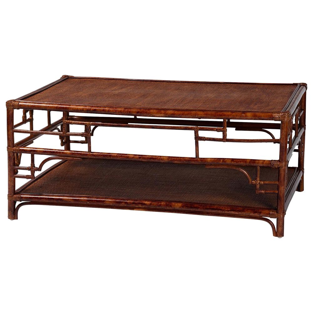Baxton Studio Sebalio Coffee Table with Open Shelf in Marbled Tortoise Brown, , large