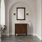 James Martin Kinnsden 36" Single Bathroom Vanity in Sable Oak with 3 cm Carrara Marble Top and Rectangular Sink, , large