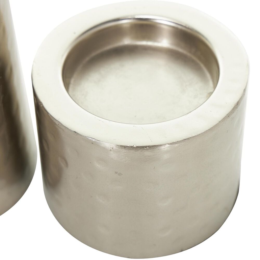 Maple and Jade Handmade Pillar Candle Holder in Silver &#40;Set of 3&#41;, , large