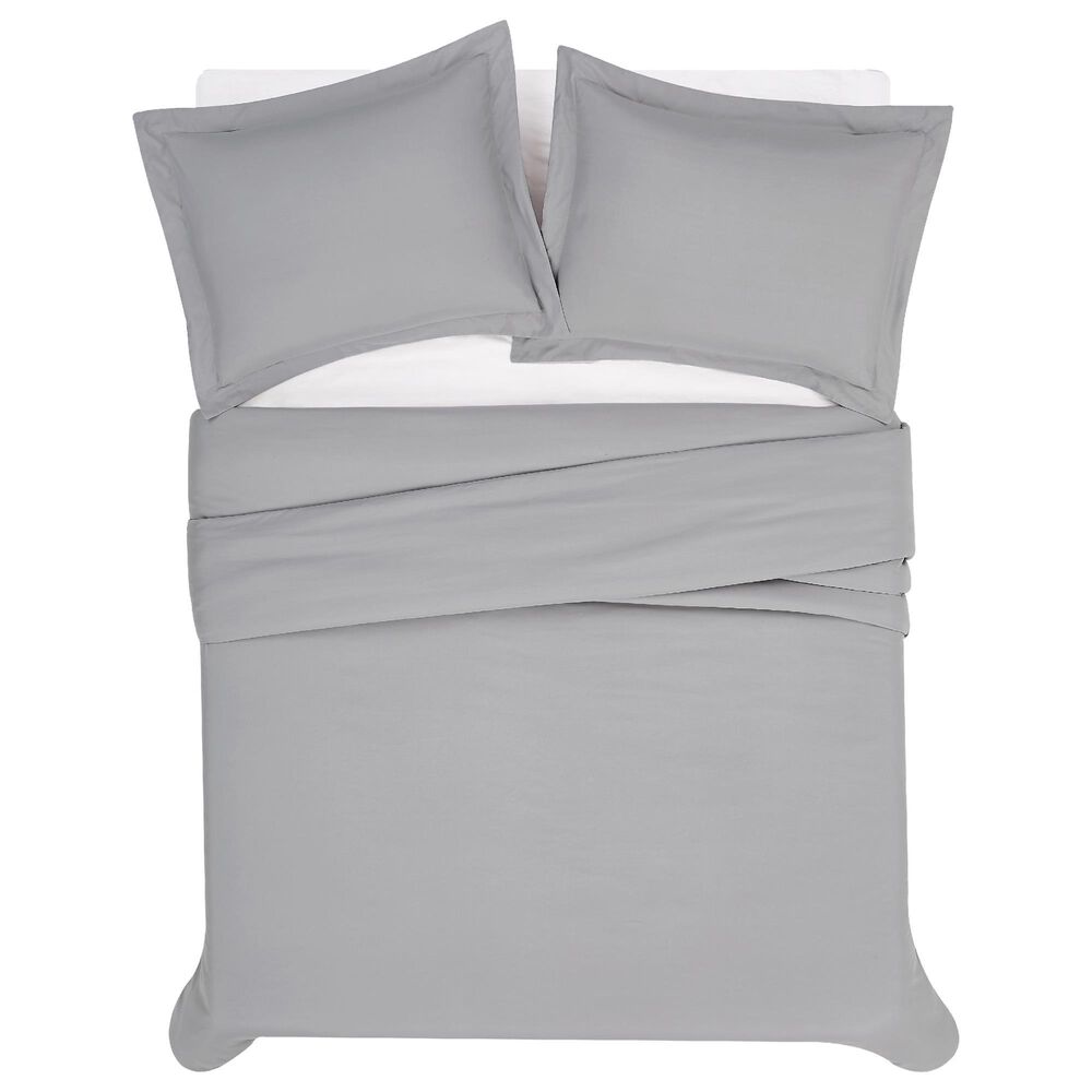 Pem America London Fog Garment Wash 3-Piece King Duvet Set in Grey, , large
