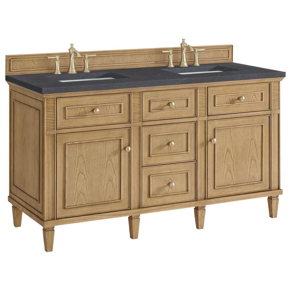 James Martin Vanities Lorelai 60" Double Vanity in Light Natural Oak with 3 cm Charcoal Soapstone Quartz Top, , large