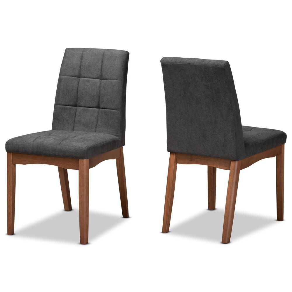 Baxton Studio Tara Dining Chair in Dark Grey/Brown (Set of 2), , large