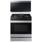 Samsung Bespoke 2-Piece Kitchen Package with 2.1 Cu. Ft. Over-The-Range Microwave and 6 Cu. Ft. Slide In Gas Range in Stainless Steel, , large