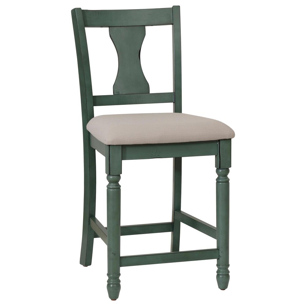 Linon Home Decor Willow Counter Stool with Cream Cushion in Teal, , large