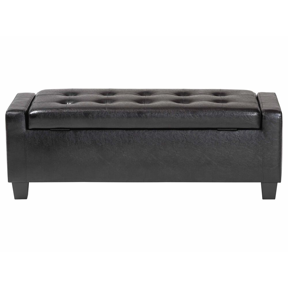 Baxton Studio Manchester Storage Ottoman in Black, , large