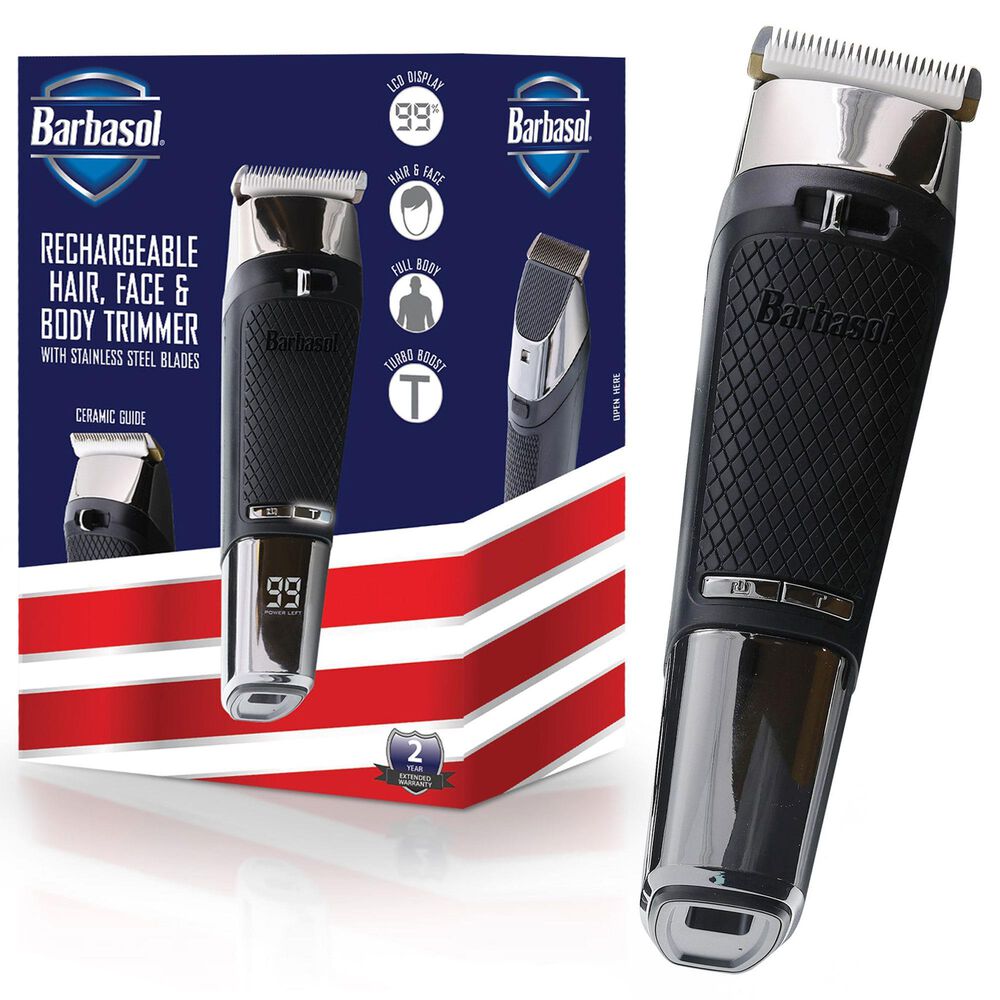 Barbosal Cordless Rechargeable Trimmer with Turbo in Black and Silver, , large