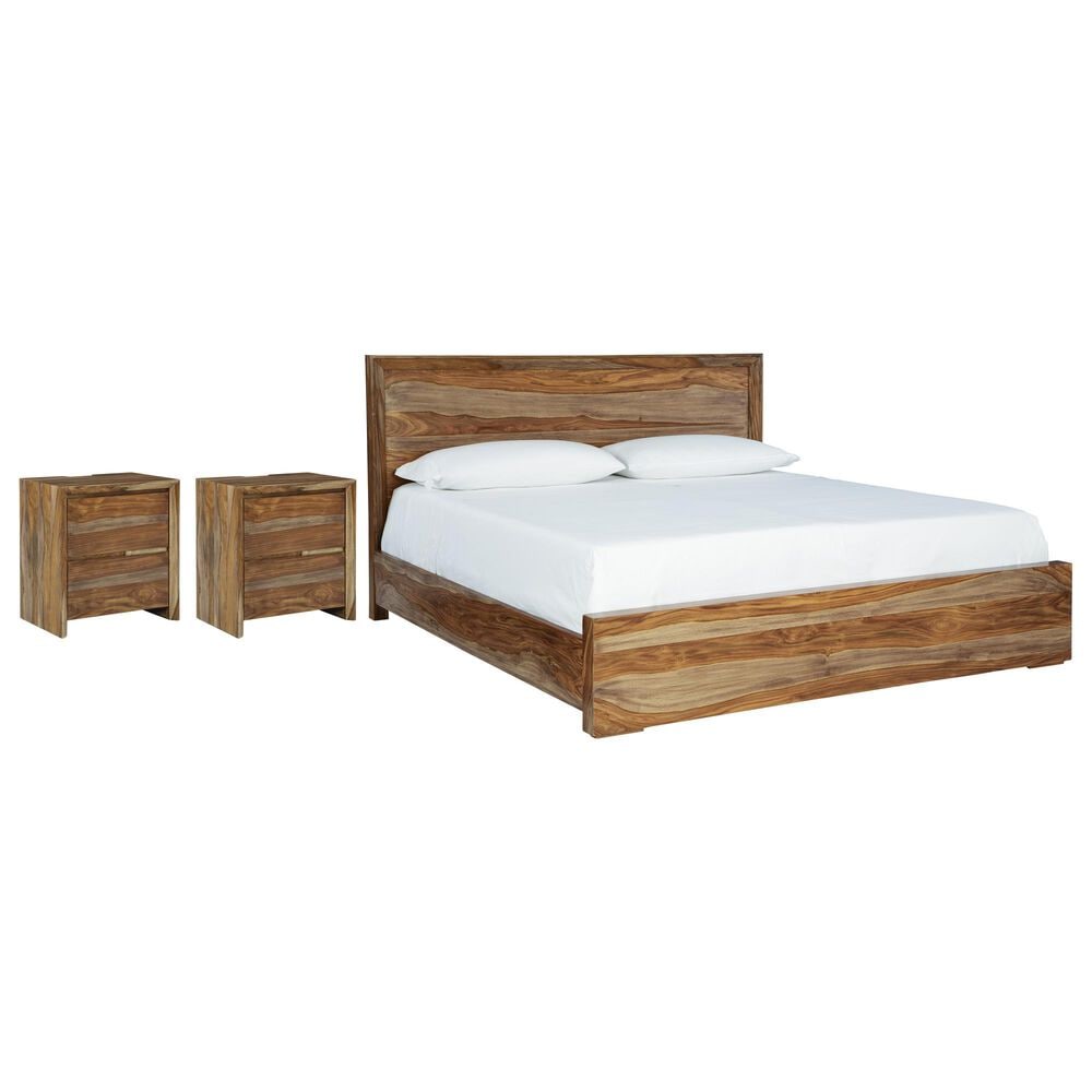 Millenium Dressonni 3-Piece Queen Panel Bed with 2 Nightstands Set in Brown, , large