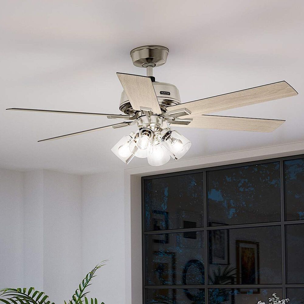 Hunter Fonthill 52&quot; Ceiling Fan with LED Lights in Brushed Nickel, , large