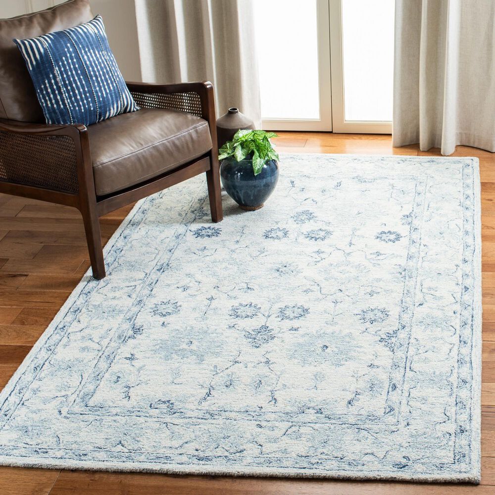 Safavieh Micro-Loop MLP276M 5' x 8' Blue and Ivory Area Rug, , large