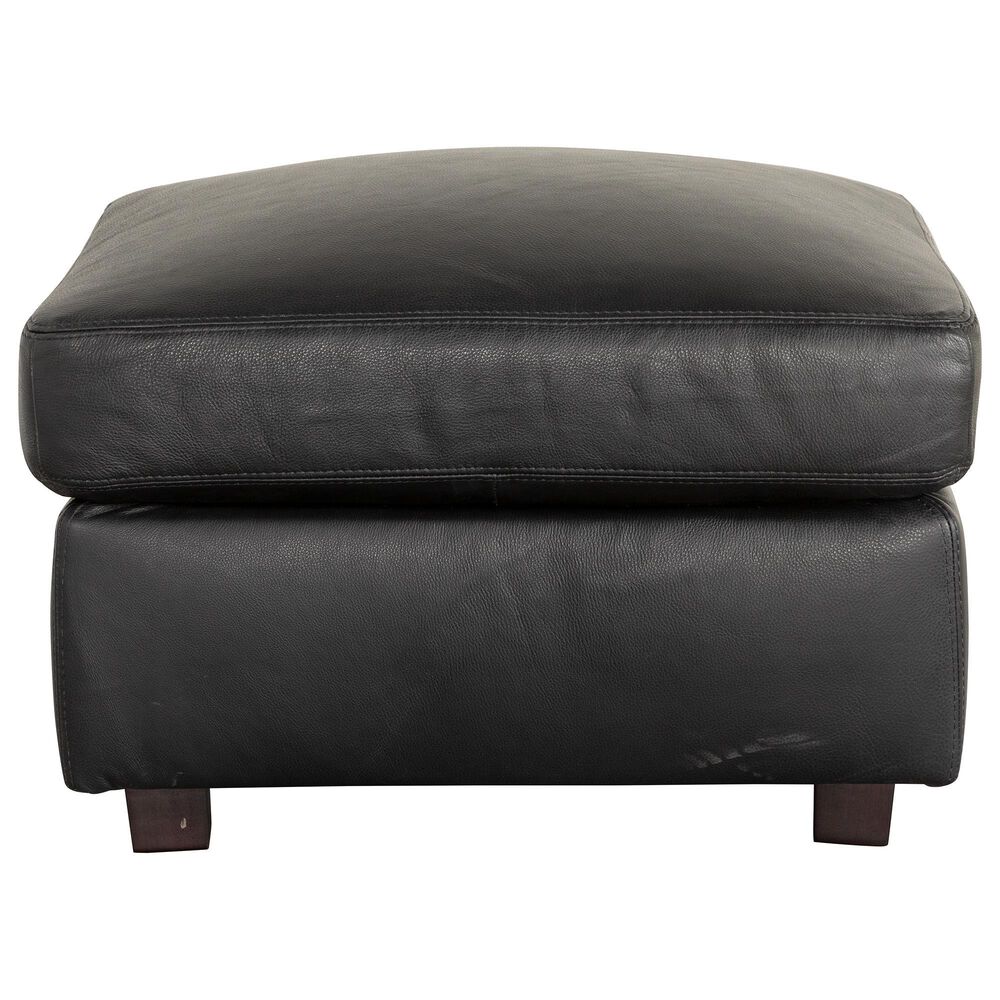 North American Leather Co Vantage Leather Ottoman in Raven, , large