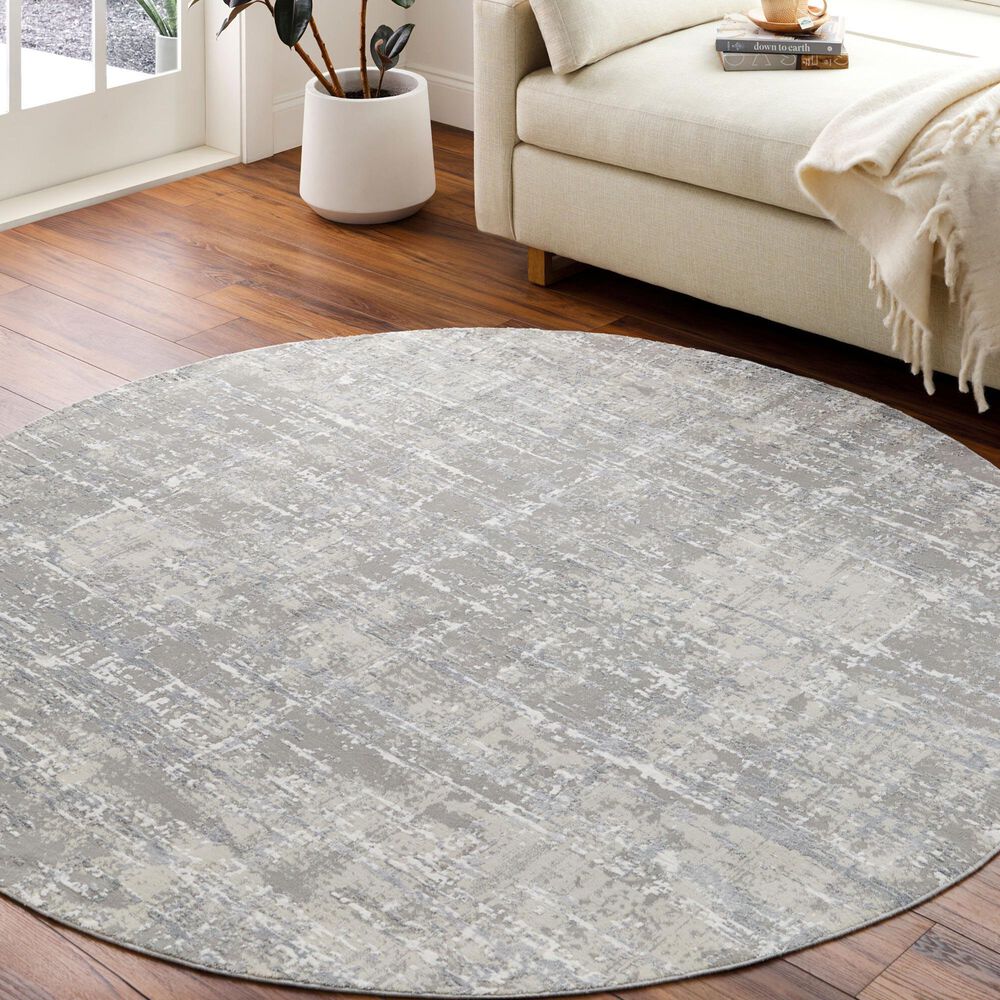Surya Aisha 7&#39;10&quot; Round Light Gray, Gray and Off-White Area Rug, , large